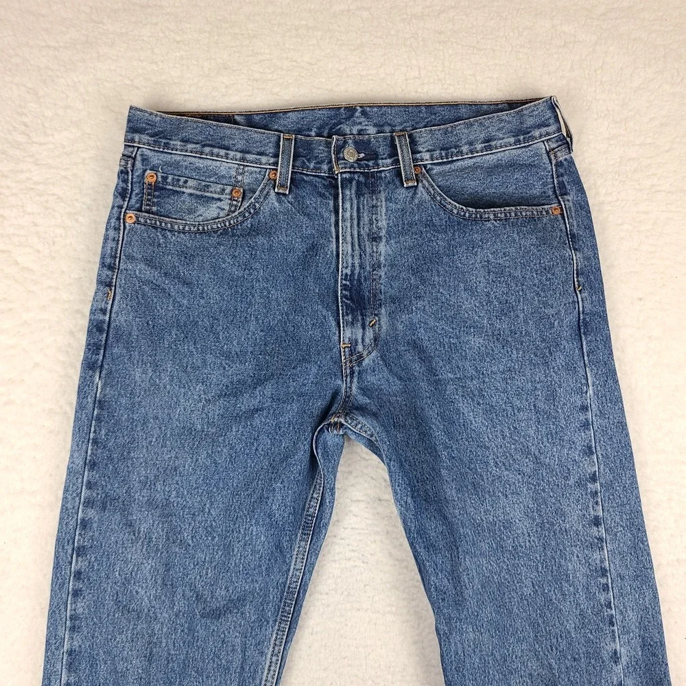 Levi's 505 Jeans Mens 36x32 Blue Regular Fit Straight Leg Medium‎ Wash Denim